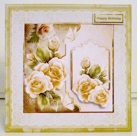 Cream Rose and Butterfly 8x8 Card Mini Kit by Pam Stubley