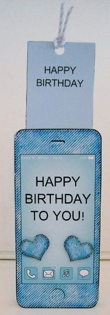 3D Smartphone Shaped Birthday Denim Card & Gift Card Holder by Pam Stubley