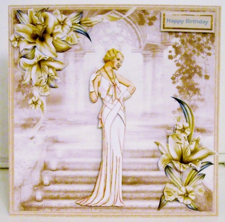 Lady in the Garden 8x8 Card and Decoupage Mini Kit by Pam Stubley