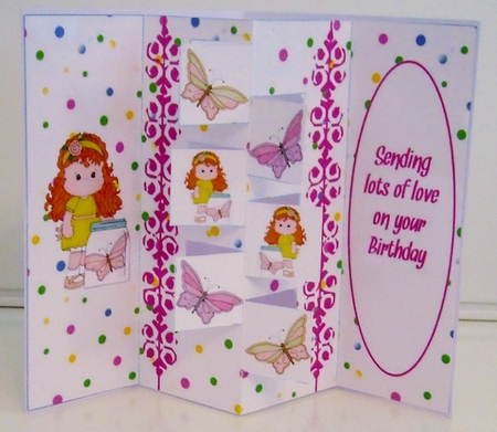 Internal Pop Out 6 Card - Girl with Butterfly Jar by Pam Stubley