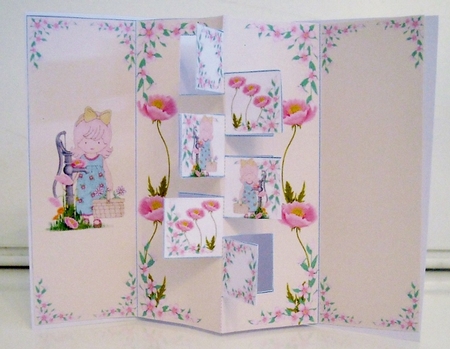 Internal Pop Out 6 Card - Girl at Waterpump by Pam Stubley