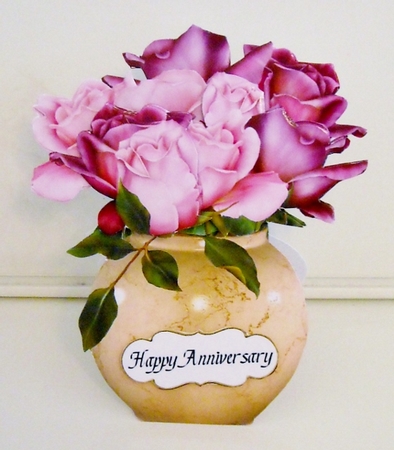 Flower Vase 1 - Pink Roses by Pam Stubley