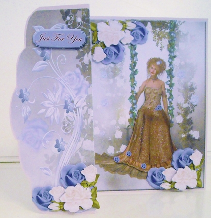 Scalloped Edge Fold Back Card- Pretty Lady in Swing by Pam Stubley