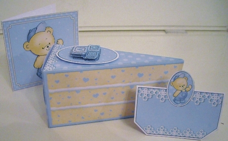 3D Little Teddy Cake Slice Treat Box Gift Set Mini Kit by Pam Stubley
