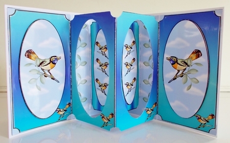 Perching Bird - Double Aperture Pop Out Card by Pam Stubley