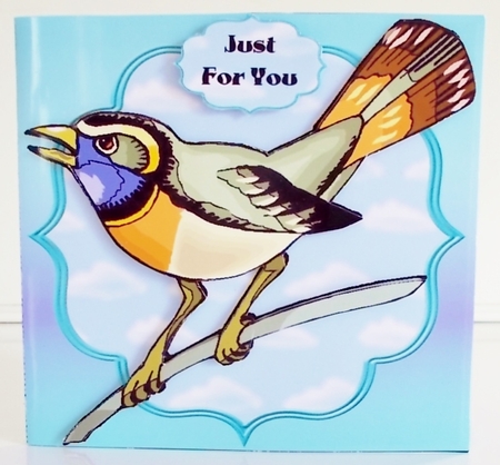 Perching Bird - Double Aperture Pop Out Card by Pam Stubley