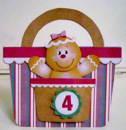 Gingerbread Handbag Striped Card by Pam Stubley