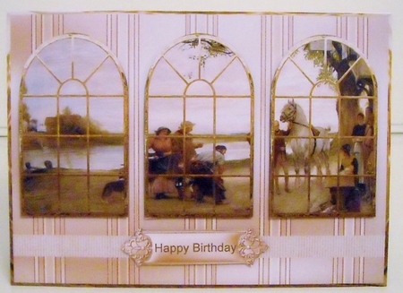 Village Folk and Animals Window View Card by Pam Stubley
