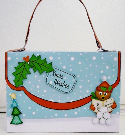 3D Xmas Robin Handbag Treat or Favour Box Kit by Pam Stubley