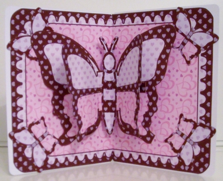 Double Pop-out Butterfly - Burgundy and Lilac Hearts by Pam Stubley