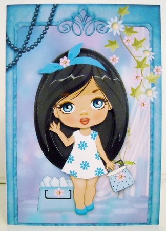 Young Fashionista! Goes Shopping Dark Hair Decoupage by Pam Stubley