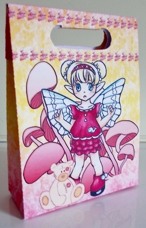 Gusset Sided Gift Bag - Mushroom Fairy with Teddy by Pam Stubley