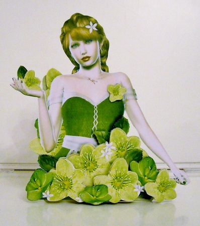 Flower Girls Shaped Card Mini-kit - Green Lady by Pam Stubley