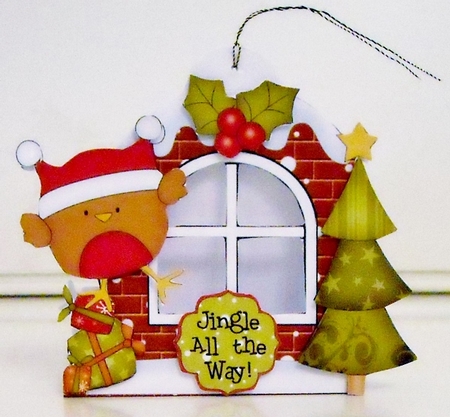 3D Robin Xmas Window Treat Holder Christmas Decoration by Pam Stubley