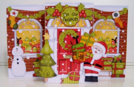 3D Xmas Santa Up Front Card Decoupage by Pam Stubley