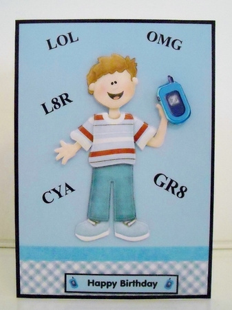 Teen Boy Mobile Phone Theme Topper & Decoupage by Pam Stubley