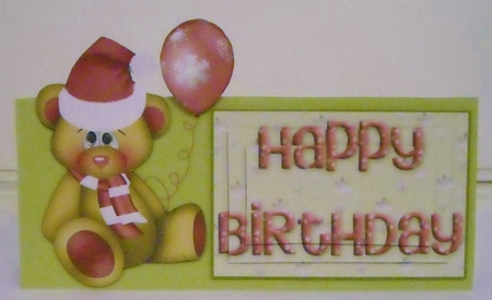 Birthday Bear with Baloon by Pam Stubley