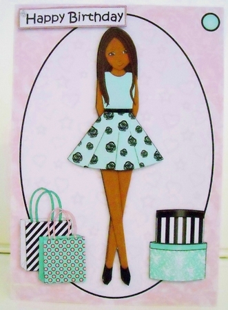 Teen Girl Ethnic Brunette Boxes & Bags in Mint A5 Decoupage by Pam Stubley