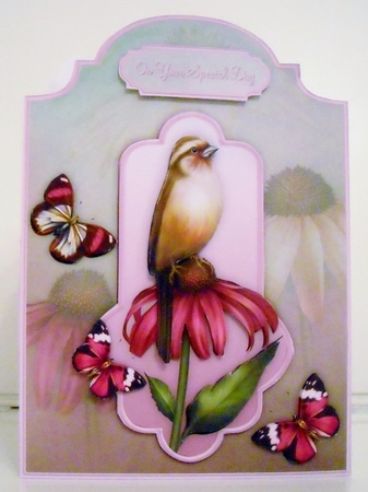 Courtly Coneflower Shaped Card Front with Step by Step by Pam Stubley