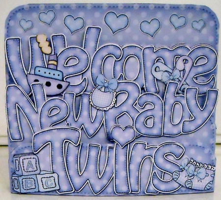 3D New Baby Boy Twins Pop Out Word Card Kit by Pam Stubley