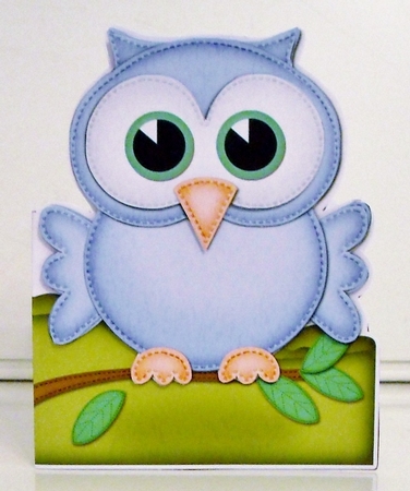 3D Little Hoot the Owl Shaped Card Decoupage & Envelope by Pam Stubley