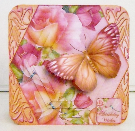 Cardtopper Lovely Butterfly Pink Orange 407 by Pam Stubley