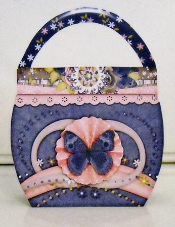 Handbag Shape Card Kit Blue Butterfly 126 by Pam Stubley