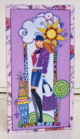 Shopping Girls Lilac Money Card by Pam Stubley