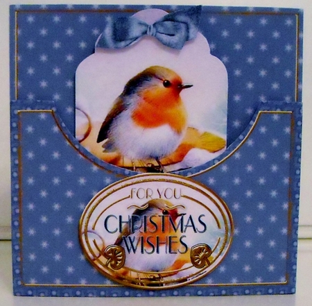 Blue Robin Christmas Wishes 7in Tag Card Front Mini Kit by Pam Stubley