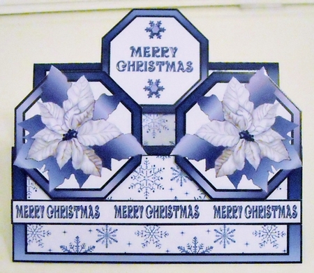 Double Tent Cards- Blue Poinsettias by Pam Stubley