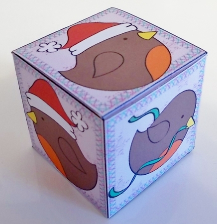 All in One Gift Box - Christmas Robins by Pam Stubley