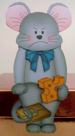 3D on the Shelf Card Kit - Cheesed Off Grey Mouse Herby by Pam Stubley