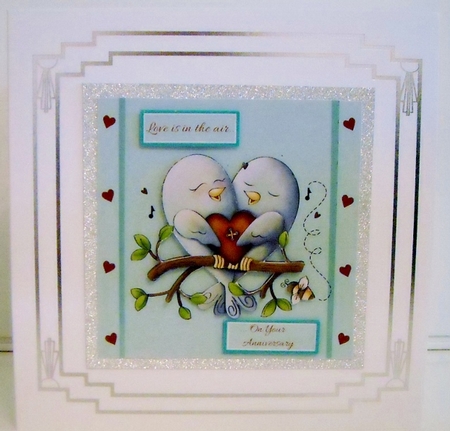 Engagement Card with Love Birds on a Branch by Pam Stubley