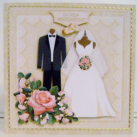 Wedding Clothes with Pink Roses 8in x 8in Decoupage Mini Kit by Pam Stubley