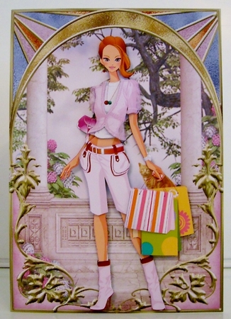 Archway Girls! Shopping in Pink Card Front and Decoupage by Pam Stubley
