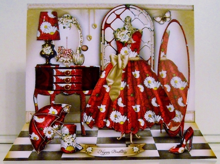 Red Cream Dressing Room Card Mini Kit by Pam Stubley