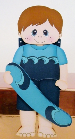 3D On the Shelf Card Kit - Little Ride the Wave Surfer Jeffrey by Pam Stubley