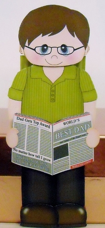 3D On the Shelf Card Kit - Coleman The Worlds Best Dad Reads the Paper by Pam Stubley