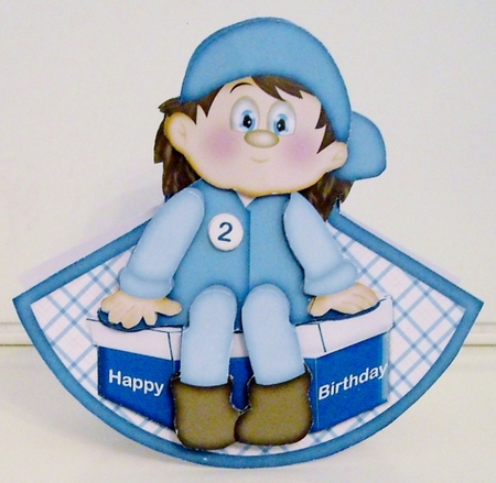 Boy Sitting On Gift Large Rocker Card Kit by Pam Stubley
