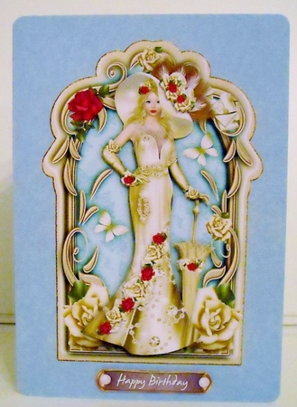 Lady in Cream Dress with Roses Topper by Pam Stubley