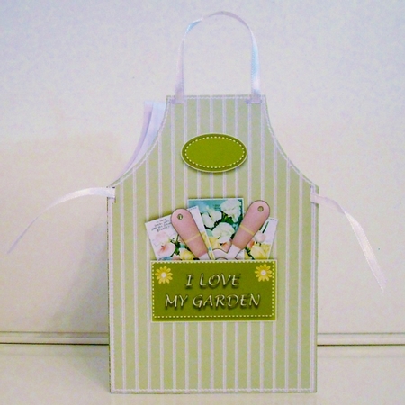 I Love My Garden - Cut & Fold Apron Card With Insert & Verse by Pam Stubley