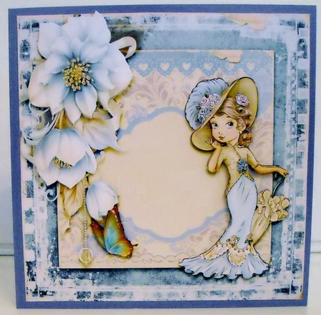 Pretty In blue Card Topper minkit 887 by Pam Stubley