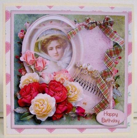 Vintage Beauty Decoupage Card Front by Pam Stubley