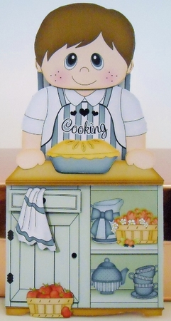 3D On the Shelf Card Kit - Cute Little Boy Jamie Bakes a Pie in the Kitchen by Pam Stubley