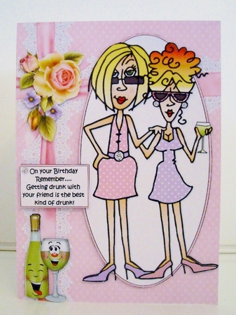 Rita and j.j drunk with friends quick card by Pam Stubley