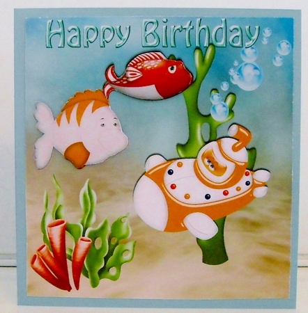 Under the sea, in my little submarine with fishes 8x8 by Pam Stubley