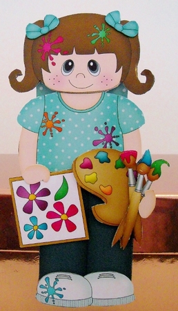 3D On the Shelf Card Kit - Little Artist Lorena is being very creative in the Studio by Pam Stubley
