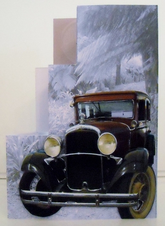 Stepping Card Vintage Car by Pam Stubley