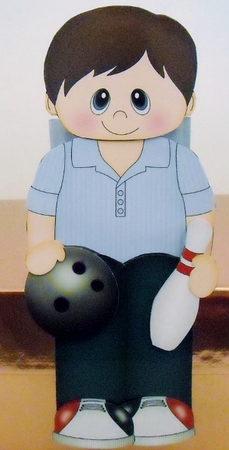 3D On the Shelf Card Kit - Little Teen Merle enjoys a game of 10 Pin Bowling by Pam Stubley