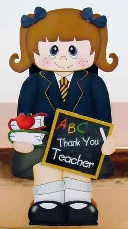 3D On the Shelf Card Kit - Little School Girl Anjelica says Thank You to her Teacher by Pam Stubley